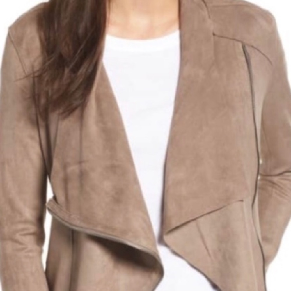 BLANKNYC Drape Front Faux Suede Jacket